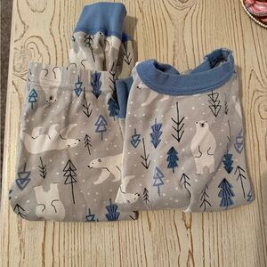 Hanna Andersson Polar Bear Print Pajama Set - Light Gray & Blue